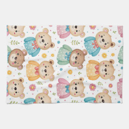 Paño De Cocina Oso de peluche y flores