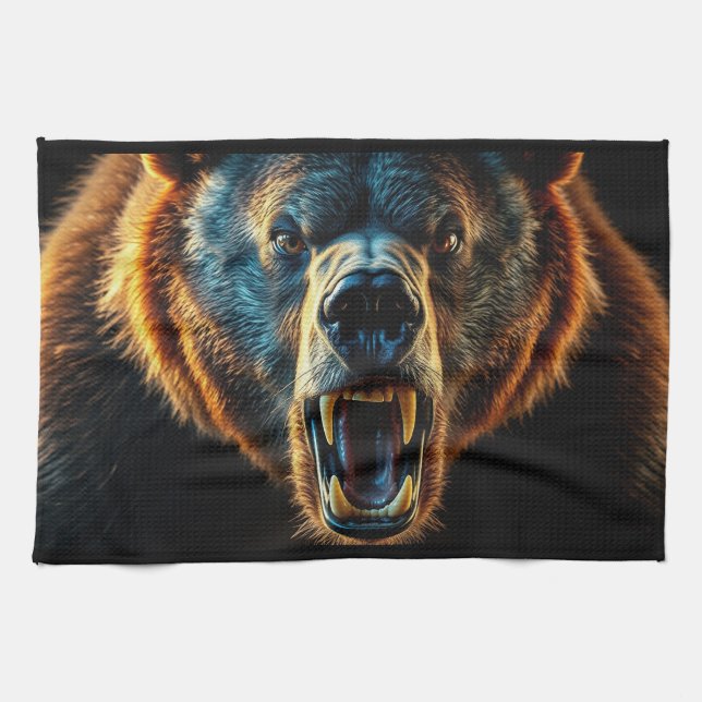 Paño De Cocina Oso Grizzly furioso (Horizontal)
