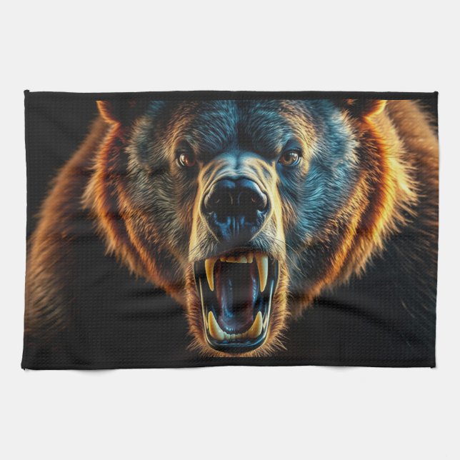 Paño De Cocina Oso Grizzly furioso (Horizontal)