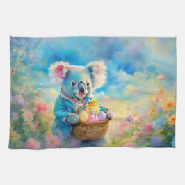 Paño De Cocina Oso koala sosteniendo una cesta de huevos de Pascu