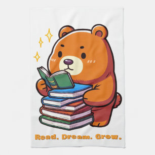 Paño De Cocina Oso Lector Adorable con Libros Kawaii