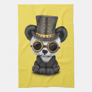 Paño De Cocina Oso lindo Cub de panda del bebé de Steampunk