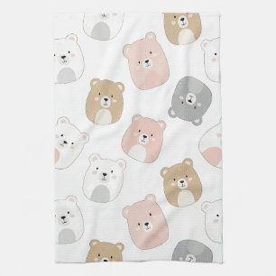 Paño De Cocina Oso lindo y corazones -- Guardería pastel (2)