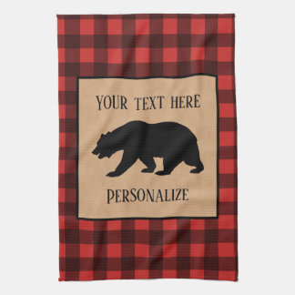 Paño De Cocina Oso Negro En Un Cuadrado Personalizado de Cuadros
