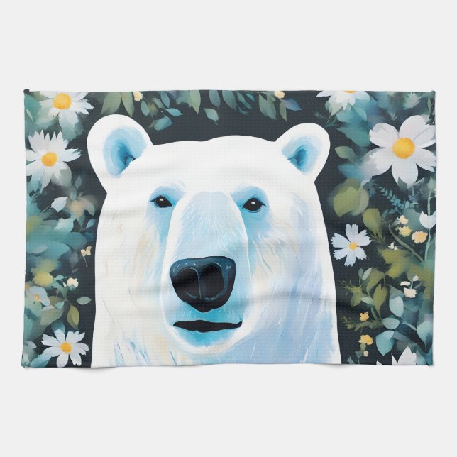 Paño De Cocina Oso Polar Floral (Horizontal)