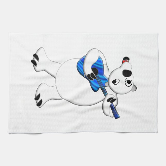 Paño De Cocina Oso Polar Rockin' con guitarra (Horizontal)