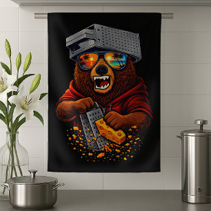 Paño De Cocina Oso Retro Con Sombrero Rallador De Queso Y Gafas D