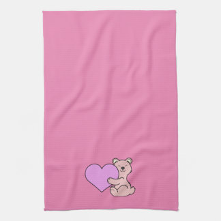 Paño De Cocina Oso rosado lindo del el día de San Valentín con el