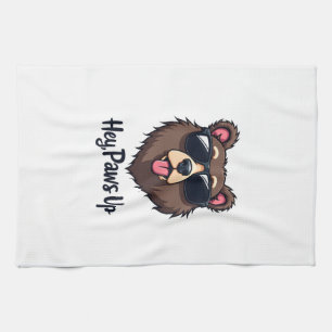 Paño De Cocina Oso Vintage Hey Paws Up con Gafas de Sol Perro Div