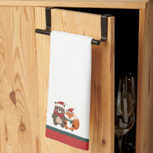 Paño De Cocina Oso y zorro lindos de Navidad/invierno