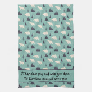 Paño De Cocina Osos polares dibujados a mano Árboles eververdes e