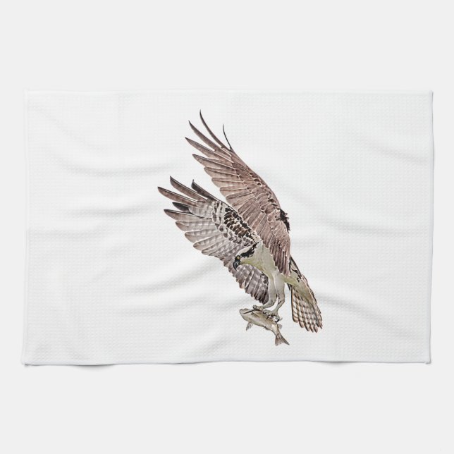 Paño De Cocina Osprey con un pez (Horizontal)