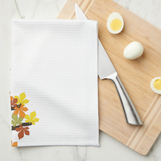 Paño De Cocina Otoño, búho otoño con girasoles