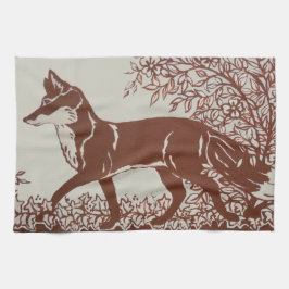 Paño De Cocina Otoño Cae la Naturaleza de los Animales Rust Brown