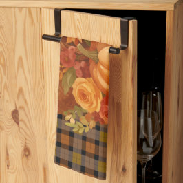 Paño De Cocina Otoño Harvest Plaid y Cornucopia