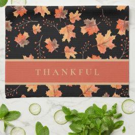 Paño De Cocina Otoño Maple deja Personalizado negro
