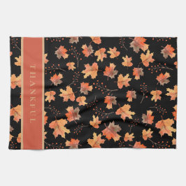 Paño De Cocina Otoño Maple deja Personalizado negro