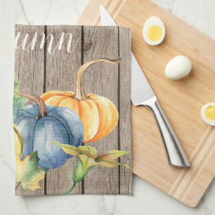 Paño De Cocina Otoño Verde Naranja Calabaza Acuarela Lt Madera