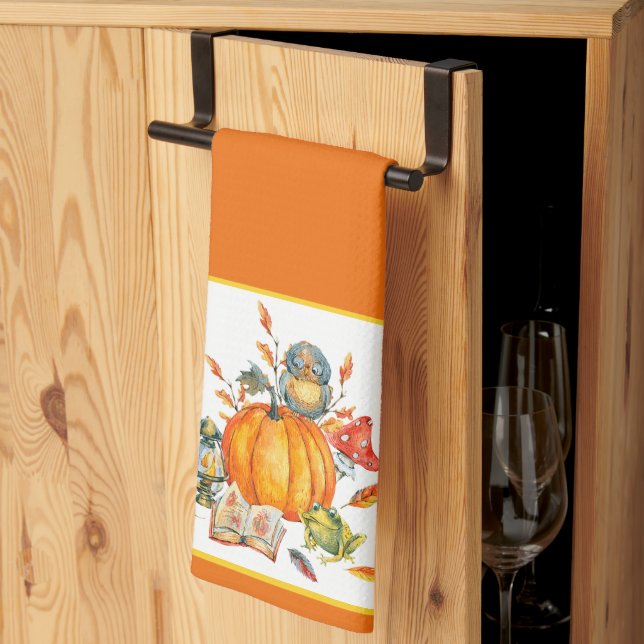 Paño De Cocina Oveja de calabaza y rana (Pliegue de tercios)