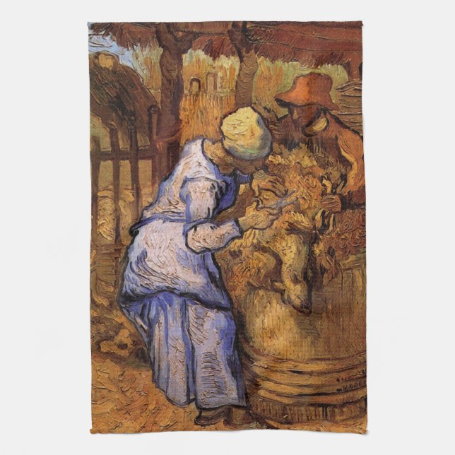 Paño De Cocina Ovejas (después del Millet) de Vincent van Gogh (Vertical)
