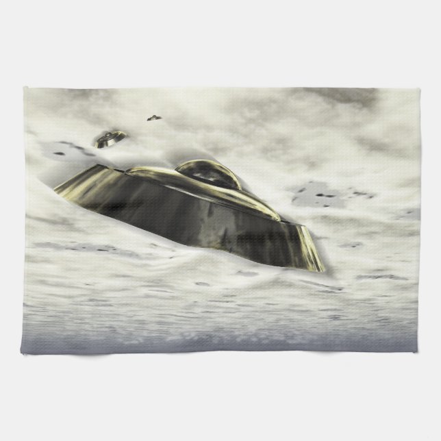 Paño De Cocina OVNIS en vuelo (Horizontal)