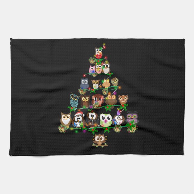 Paño De Cocina Owl Gift | Temporada de Navidades de lechuza (Horizontal)