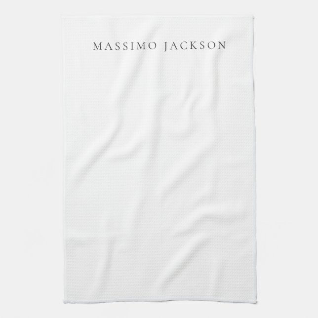 Paño De Cocina Own Name Calligraphy Chic Plain Simple Black White (Vertical)