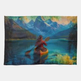 Paño De Cocina Paddler and Canoe de las naciones ricas canadiense