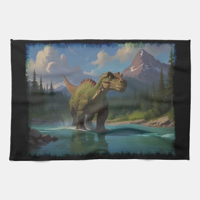 Paño De Cocina Paddling Brontosaurus y River Fun (Horizontal)