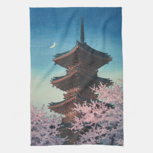 Paño De Cocina Pagoda japonesa vintage de una tarde de primavera