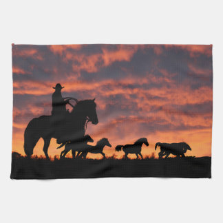Paño De Cocina País Vaquero Caballos Salvajes Occidentales