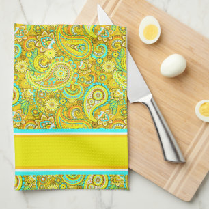 Paño De Cocina Paisaje amarillo verde azulado
