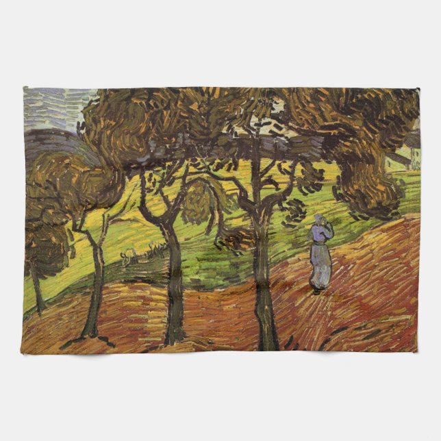 Paño De Cocina Paisaje, árboles y figuras de Vincent van Gogh (Horizontal)