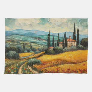 Paño De Cocina Paisaje campestre de flores silvestres de la Tosca