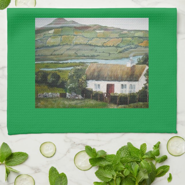 Paño De Cocina Paisaje de cabaña irlandés (Doblado)