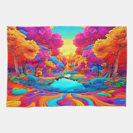 Paño De Cocina Paisaje de fantasía colorido