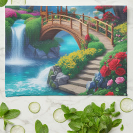 Paño De Cocina Paisaje de Jardín Encantado
