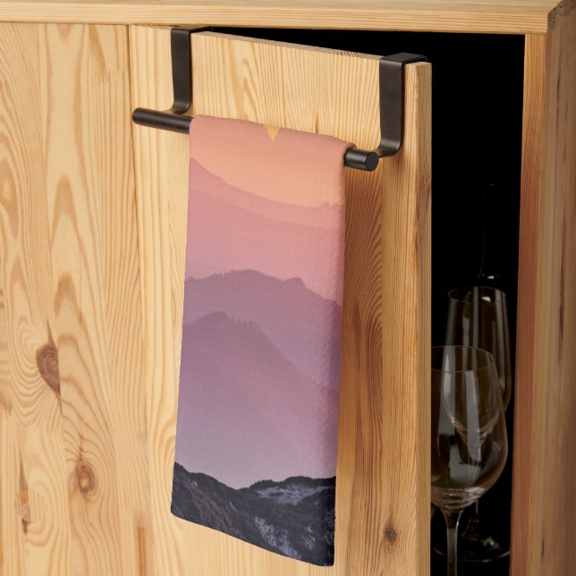 Paño De Cocina Paisaje de montaña en Sunset (Pliegue de tercios)