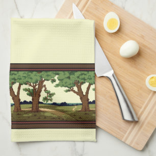 Paño De Cocina Paisaje de roble estilo artesanal de 1905