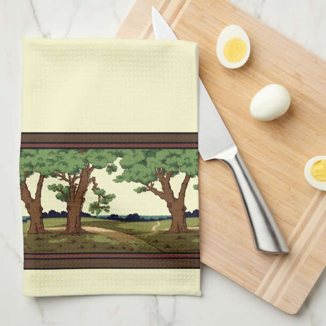 Paño De Cocina Paisaje de roble estilo artesanal de 1905 (Doblado Cuarto)