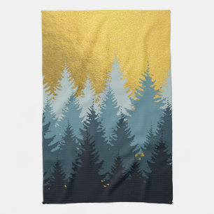 Paño De Cocina Paisaje dorado de los árboles forestales