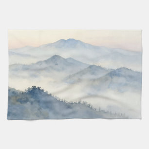 Paño De Cocina Paisaje en Acuarela de la Montaña Brumosa