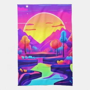 Paño De Cocina Paisaje Neon Sunset