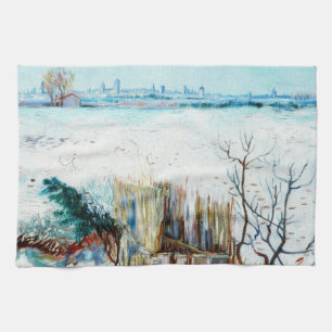 Paño De Cocina Paisaje nevado con Arlés de Vincent van Gogh