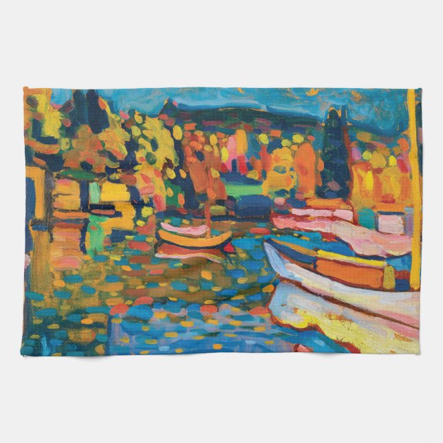 Paño De Cocina Paisaje otoñal con barcos de Wassily Kandinsky. (Horizontal)