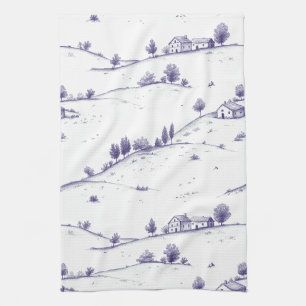 Paño De Cocina Paisaje Toile Azul Vintage