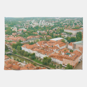 Paño De Cocina Paisaje urbano de Ljubljana, recuerdo de viaje por