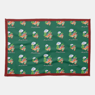 Paño De Cocina Paisaje verde Chili Feliz Navidad