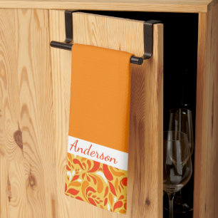 Paño De Cocina Paisley floral de otoño personalizado