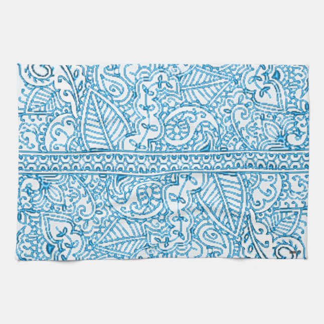 Paño De Cocina Paisley Passion - Azul (Henna) (Horizontal)